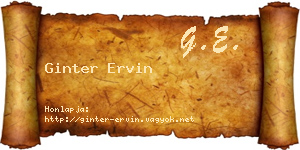 Ginter Ervin névjegykártya